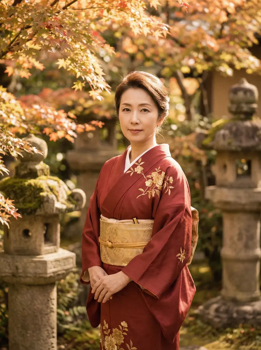 一位身穿暗红色和服的优雅 女性向-最新女性向小说|免费在线阅读与影视下载 在日式庭院中